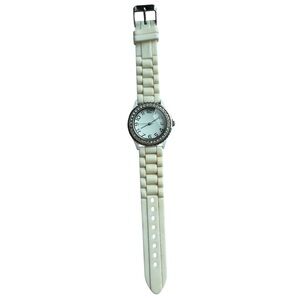 Elegant White Watch with Crystal Accents Stainless Steel